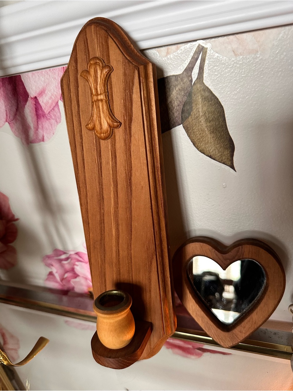 Wood Wall Sconce Candle Holder - Warm Brown